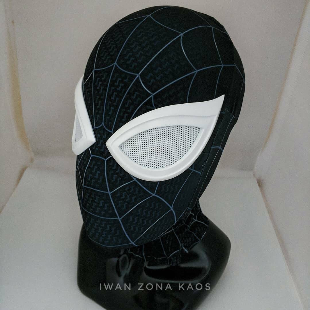 negative Spiderman suit Shell and lenses with fabric mask