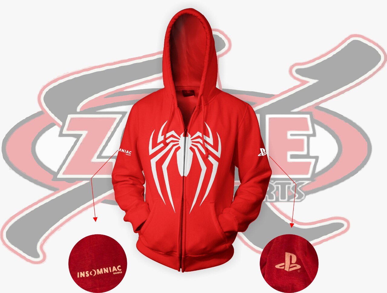 Hoodie with zipper spiderman game ps4